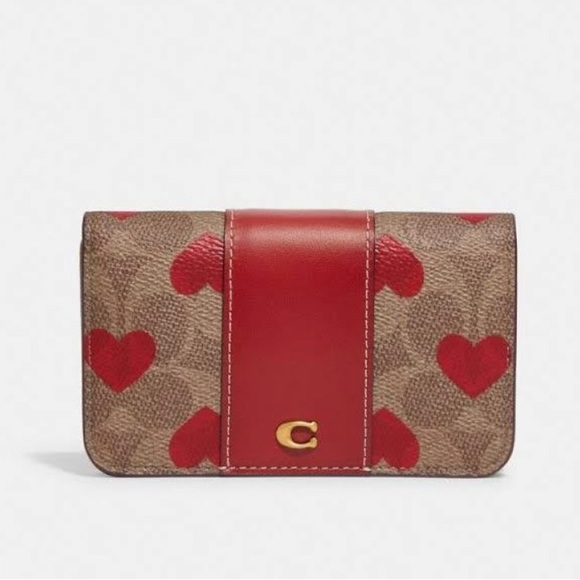 Coach Bags Coach Slim Card Case In Signature Canvas With Hearts Poshmark